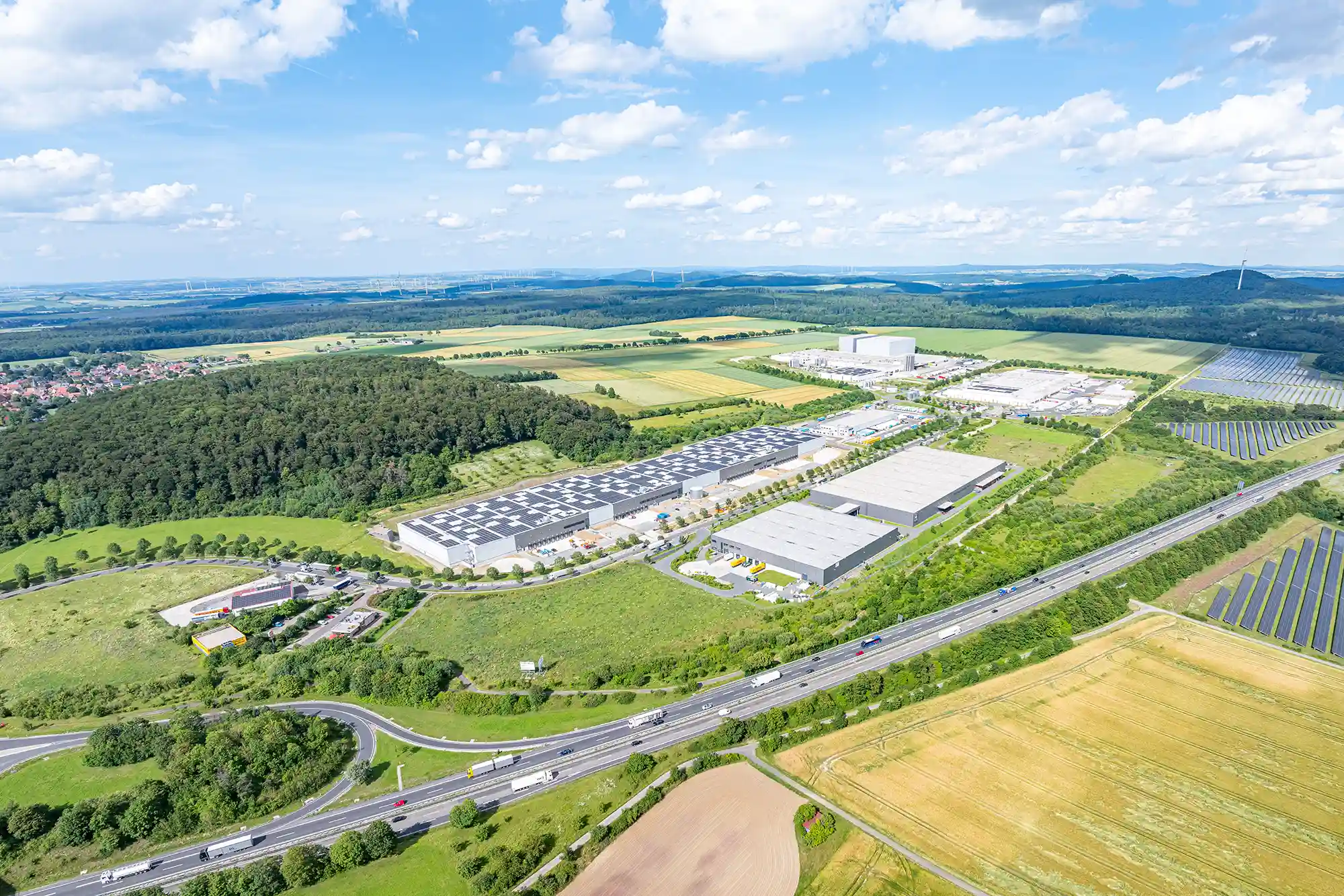 Luftaufnahme des Gewerbegebiets Hiddeser Feld 2026
